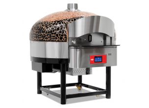 Cuptor profesional pizza traditional cu panou de control digital, rotativ, pe gaz si camera cu lemne pt afumare - 130 pizza/h