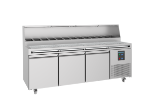 Masa rece preparare pizza FRENOX, profesionala, inox, cu 3 usi, 720 lt, 237*85*133 cm